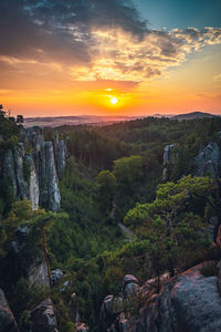 Scenic view of landscape against sky during sunset