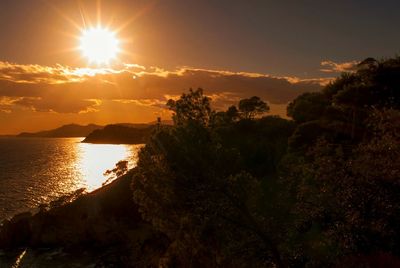 Scenic view of sunset over sea