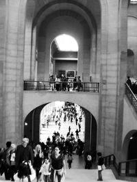 High angle view of people in tunnel