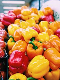 Close-up of yellow bell peppers for sale