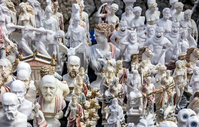 Full frame shot of statues for sale in market