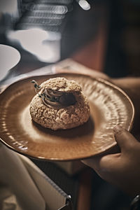 Close-up of dessert in plate on table