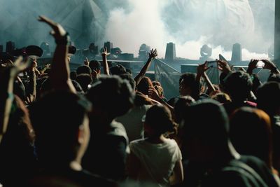 Rear view of crowd at music concert