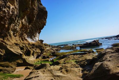 Scenic view of sea against clear sky