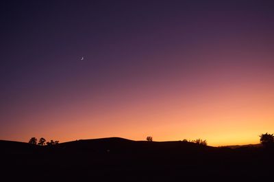 Scenic view of silhouette landscape against sky during sunset