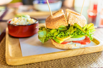 Close-up of food on table