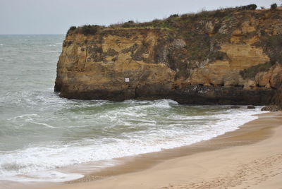 Rock formation on beach