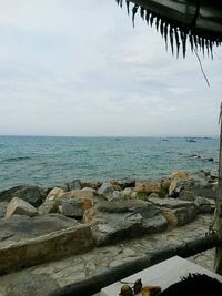 View of calm beach against sky