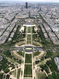 High angle view of buildings in city