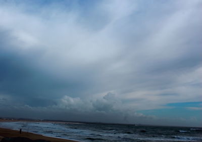 Scenic view of sea against cloudy sky