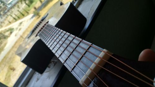 High angle view of guitar