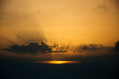 Scenic view of landscape against dramatic sky