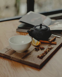 Close-up of food on table