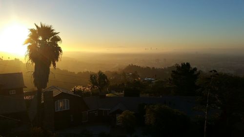 View of built structure at sunset