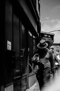 Man standing in bus