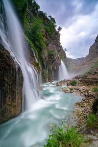 Scenic view of waterfall in forest