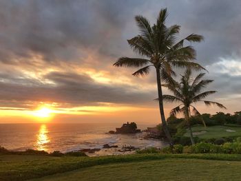 Scenic view of sea against sky during sunset