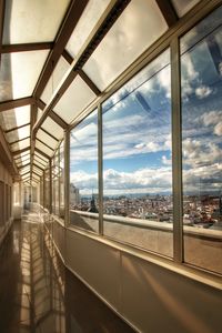 City seen through glass windows