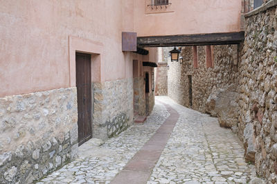Path in the mountain village of albarracin, spain