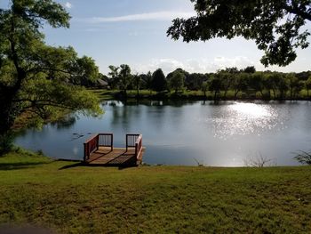 Scenic view of lake and trees at park