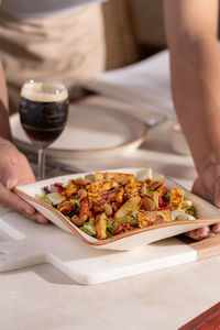 Close-up of food in plate on table