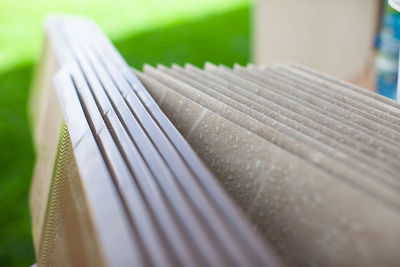 Close-up of wooden table