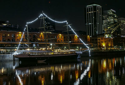 Illuminated buildings at night