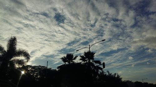 Silhouette of trees against cloudy sky