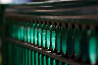 Close-up of metallic patterned railing