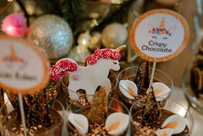 Close-up of christmas cookies on table