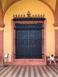 Closed door of building