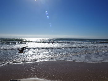 Scenic view of sea against clear sky