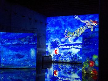 Low angle view of fish in aquarium