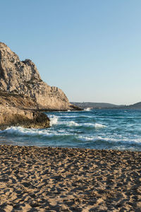 Scenic view of sea against clear sky