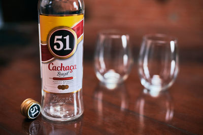 Close-up of wine glass on table