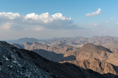 United arab emirates mountains view form wadi al qor to buraq dam highest place around 800 meters