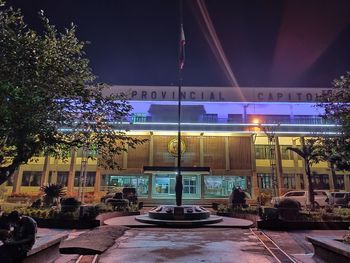 Illuminated building at night