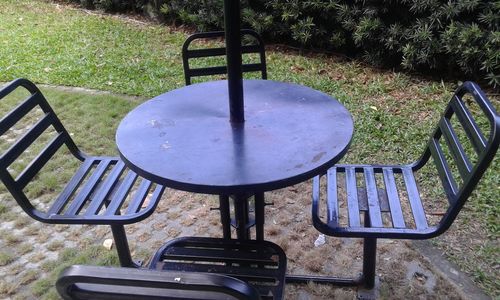 Empty bench in park