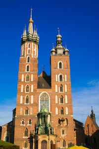 Facade of gothic church of our lady assumed into heaven also known as saint mary's church in krakow