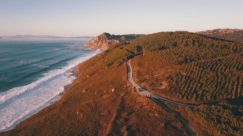 Scenic view of sea against clear sky