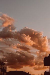 Low angle view of silhouette buildings against sky during sunset