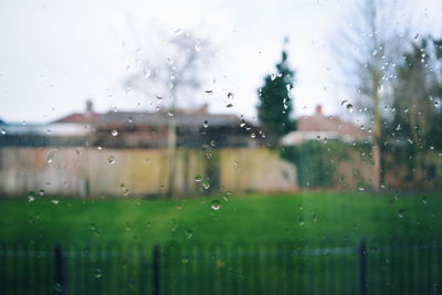 Close-up of water drops on glass