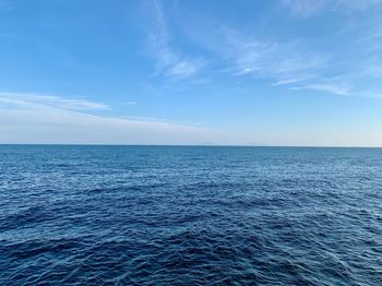 Scenic view of sea against blue sky