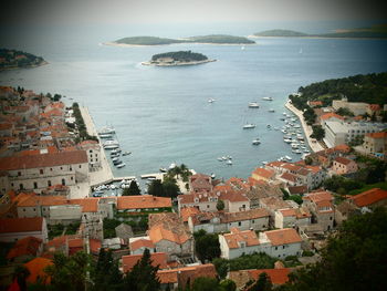 High angle shot of townscape