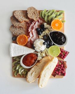High angle view of breakfast served on plate