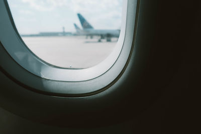 Close-up of airplane window