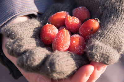 Close-up of woman holding fruit