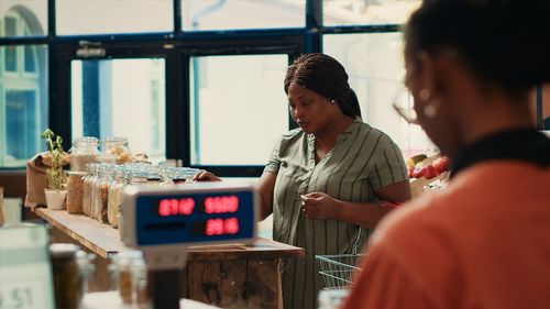 Side view of man working at office