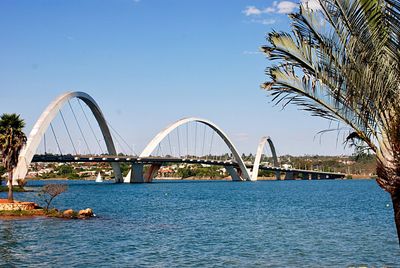 Bridge over river against sky