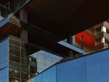 Low angle view of modern building against clear sky